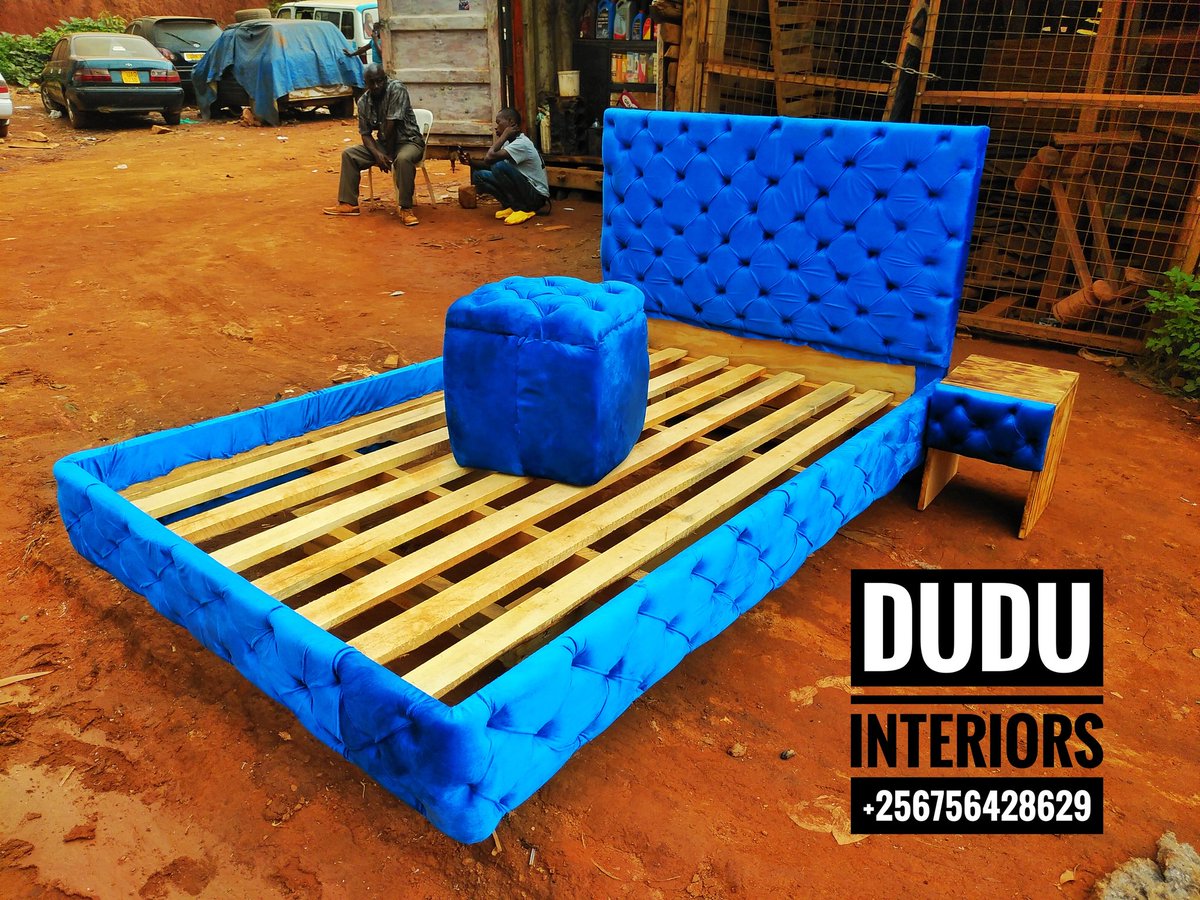 Dm @dudu_interiors for this 4x6 floating upholstery bed comes with one side drawer and poof @ 460k.... WhatsApp +256756428629