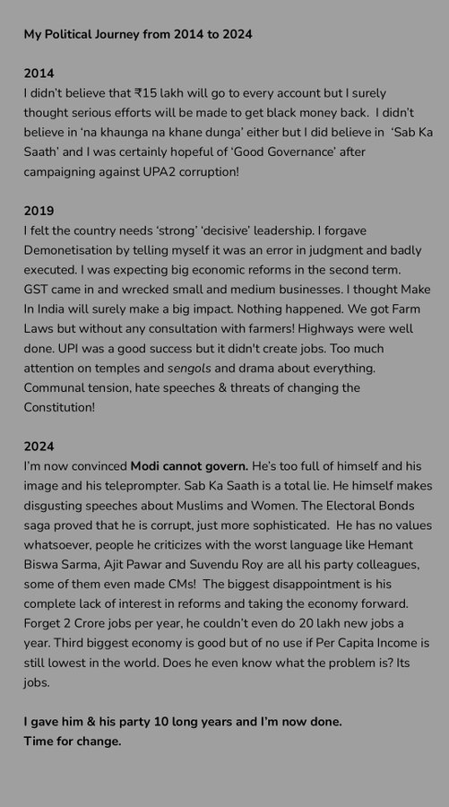 ManishHamza's tweet photo. A journey from a #ModiBhakth to a #DeshBhakt 
Do read &amp; share...
#Mission100Crore https://t.co/PWSZMFaCdd