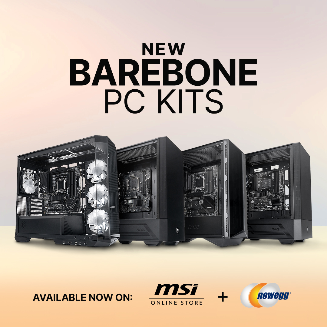 Starting your dream PC is now easier than ever with our Barebone PC Kits now on @Newegg! Save time & money with everything you need – motherboard, case, & power supply – all in one convenient package. Starting at just $199! 🔗: msi.gm/S3B8555D