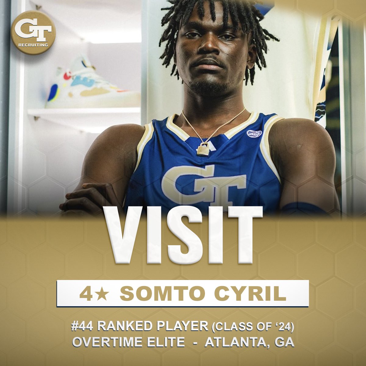 6’10” C Somto Cyril (@somto_cyril) took a visit to @GTMBB today. Top 50 player in the class of 2024 👀

Played on the same OTE team as GT signee Darrion Sutton (@darrion1k) this past season.

Former Kentucky commit.