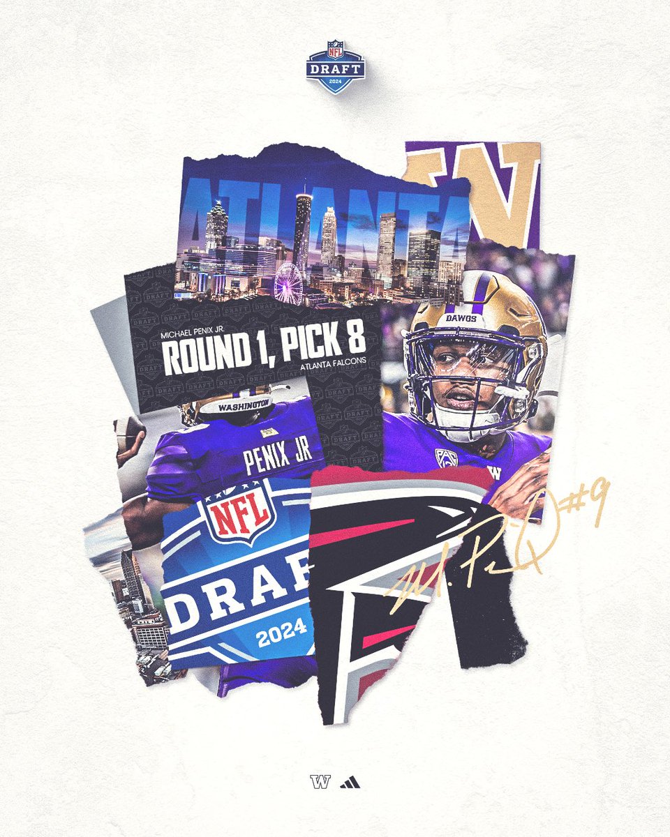 UW_Football's tweet photo. 🗣️ WITH THE 8TH PICK IN THE 2024 NFL DRAFT … THE @ATLANTAFALCONS SELECT @THEMIKEPENIX‼️🔥👀☔️

#NFLDraft #BeAPro https://t.co/SguHsVMliB