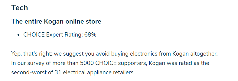 Extremely🤨🤔🤨🤔areas... Also here is @choiceaustralia on Kogan: choice.com.au/shopping/onlin…