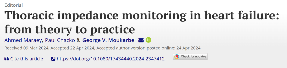 Ahmed Maraey, MD (@ahmedmaraeymd) on Twitter photo Excited to share our editorial on thoracic impedance monitoring in heart failure ❤️🩹
Grateful to my mentors Dr. Moukarbel and Dr. Chacko.
🔗tandfonline.com/doi/full/10.10…
<a href="/drpchacko/">Paul Chacko</a>
<a href="/UTCardFellows/">UT Cardiology Fellowship</a>
#EPeeps #heartfailure Excited to share our editorial on thoracic impedance monitoring in heart failure ❤️🩹
Grateful to my mentors Dr. Moukarbel and Dr. Chacko.
🔗tandfonline.com/doi/full/10.10…
<a href="/drpchacko/">Paul Chacko</a>
<a href="/UTCardFellows/">UT Cardiology Fellowship</a>
#EPeeps #heartfailure