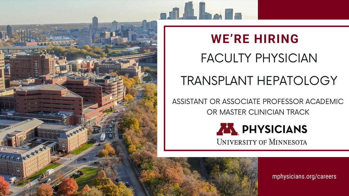 We are looking for a hepatologist to join the @UMN_GIHep team!  🔥

Job ID: 354432 
hr.myu.umn.edu/psc/hrprd/EMPL…

#livertwitter #GITwitter @AASLDtweets #transplant #AcademicTwitter