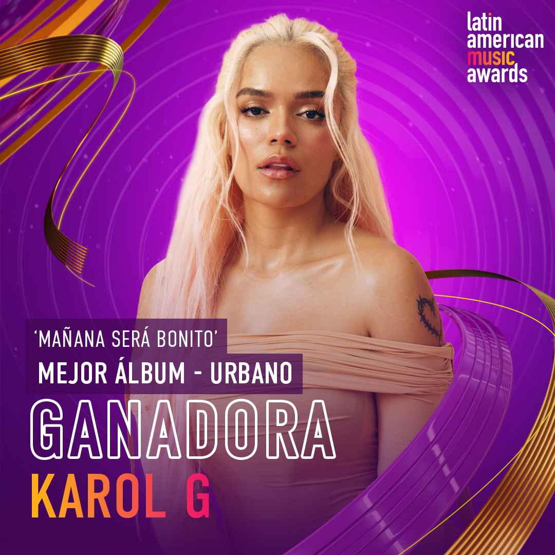 Mañana Será Bonito de @karolg es el Mejor Álbum - Urbano en #LatinAMAs