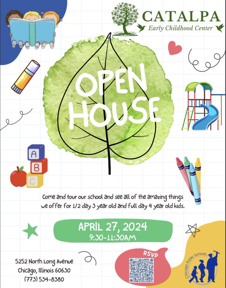 Finalizing your preschool plans for the fall? Come join us at our last open house of the school year this Saturday! @ChiPubSchools @ChicagoLearning