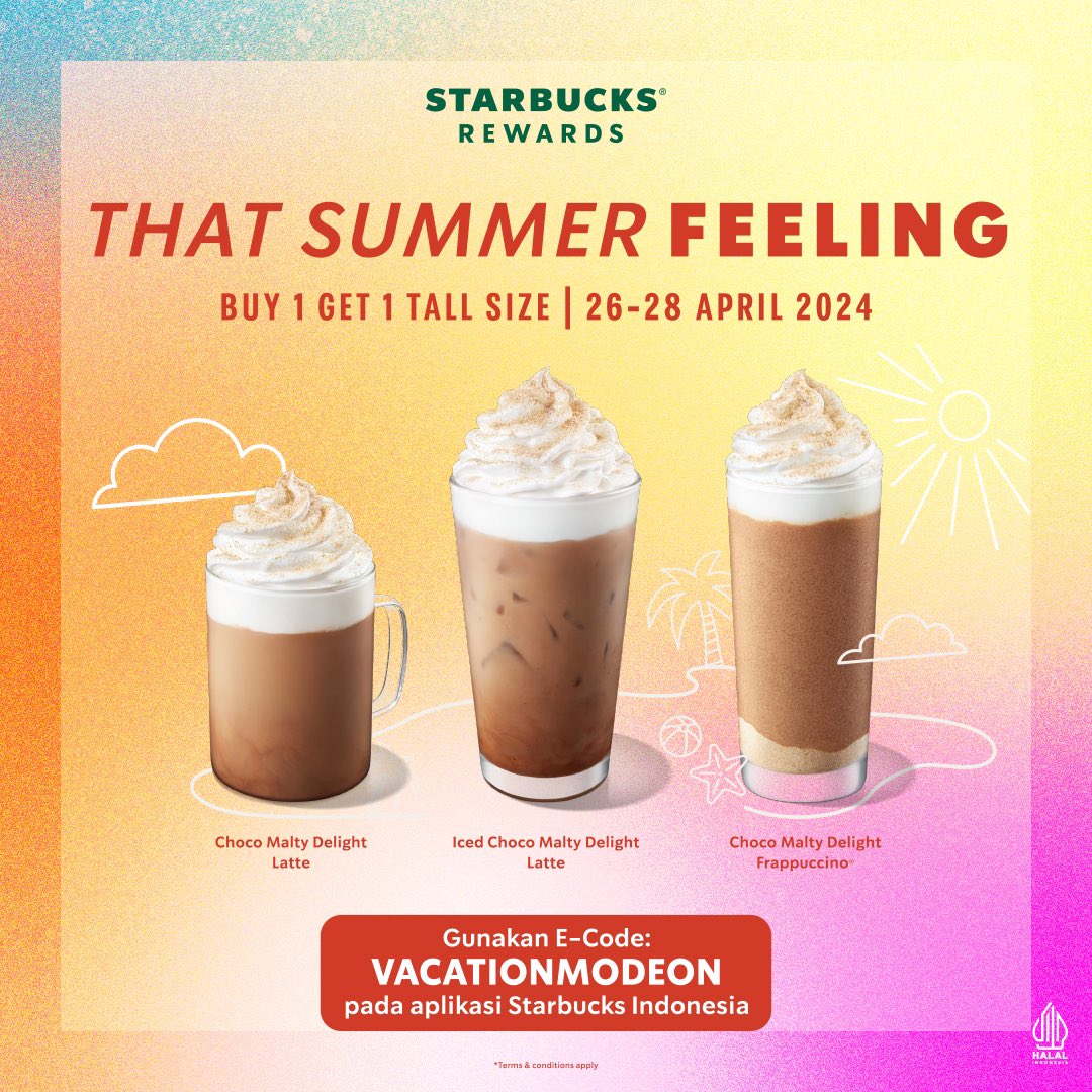 SbuxIndonesia's tweet photo. 𝗨𝗻𝗹𝗼𝗰𝗸 𝗲𝗮𝗿𝗹𝘆 𝗮𝗰𝗰𝗲𝘀𝘀🔓📱
Our new summer sip sensation is here – presale starts NOW! Be the first to taste what everyone's buzzing about. ☀️
#ThisSummerFeeling https://t.co/UXzutINFQE