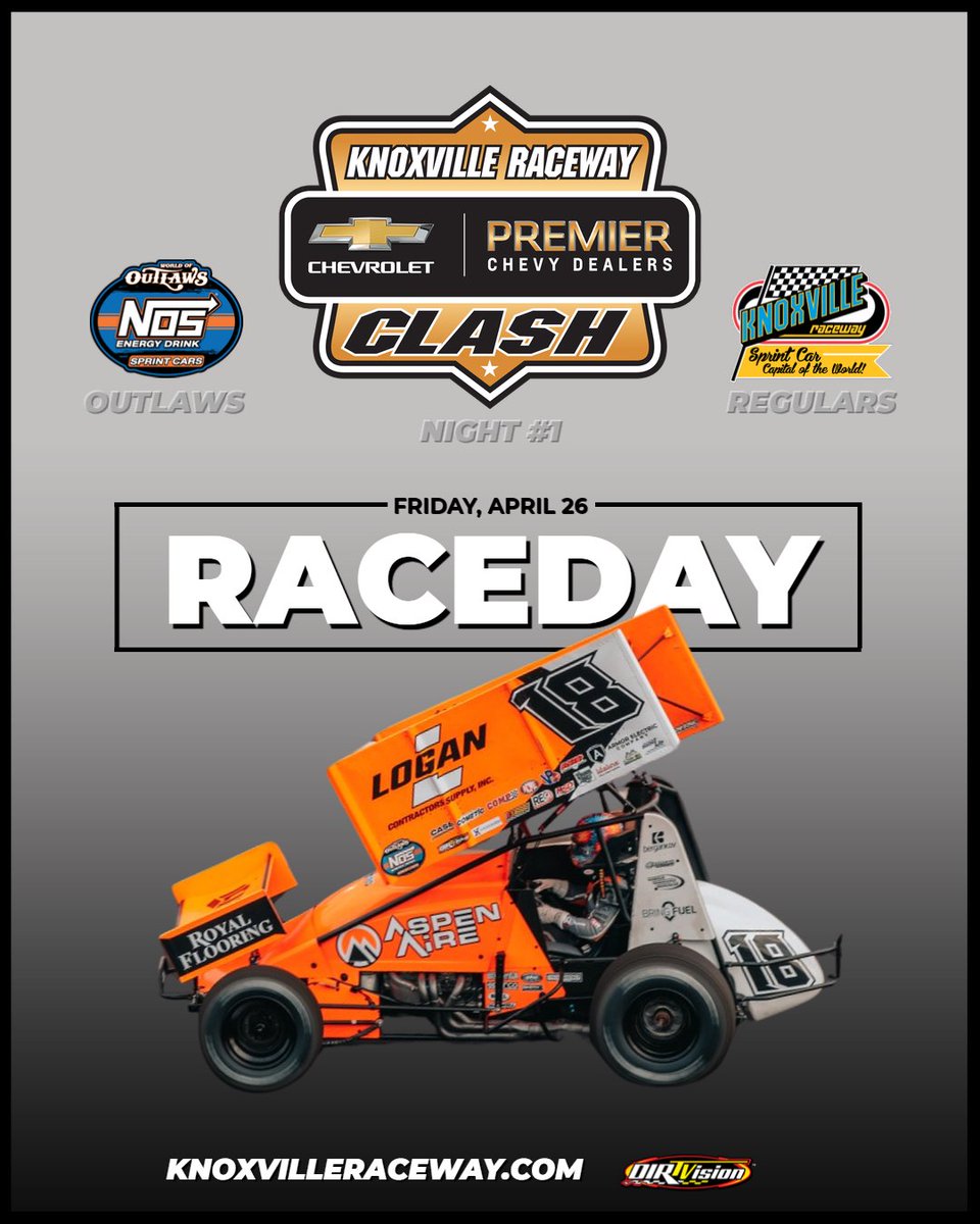It's RACEDAY at the Sprint Car Capital of the World! Tonight is Night #1 of the Premier Chevy Dealers Clash! It's the Outlaws against the Regulars! Let's Go! #PremierChevy @NosEnergyDrink @WorldofOutlaws #FingersCrossed