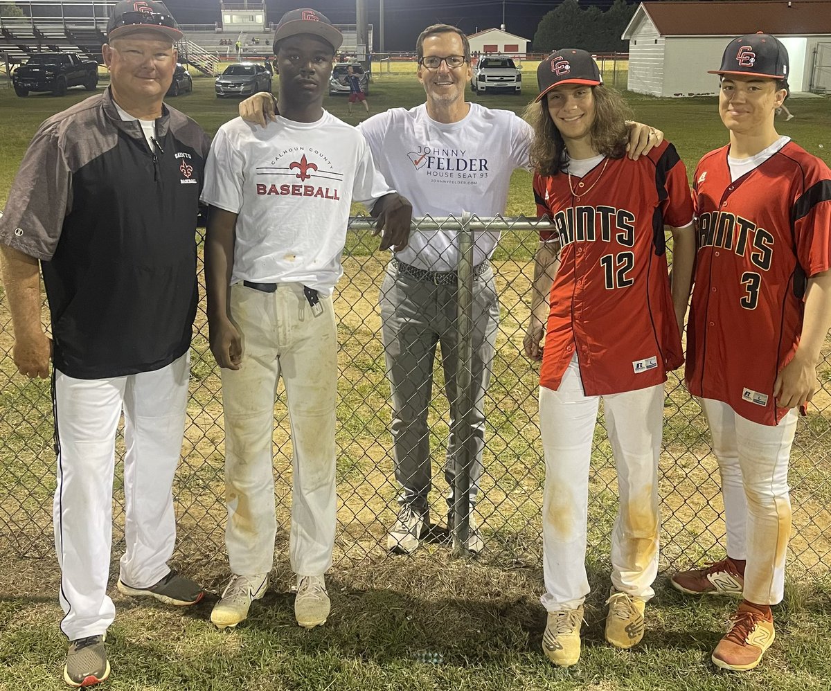 johnny_felder93's tweet photo. Congratulations to the seniors on the Calhoun County High School baseball team for their outstanding dedication and leadership on and off the field! 🎉What a way to end the regular season with a win! Keep shining, seniors! #houseseat93 #Felder4house #SeniorNight #SaintsSoftball https://t.co/Xrl5QFCUbF