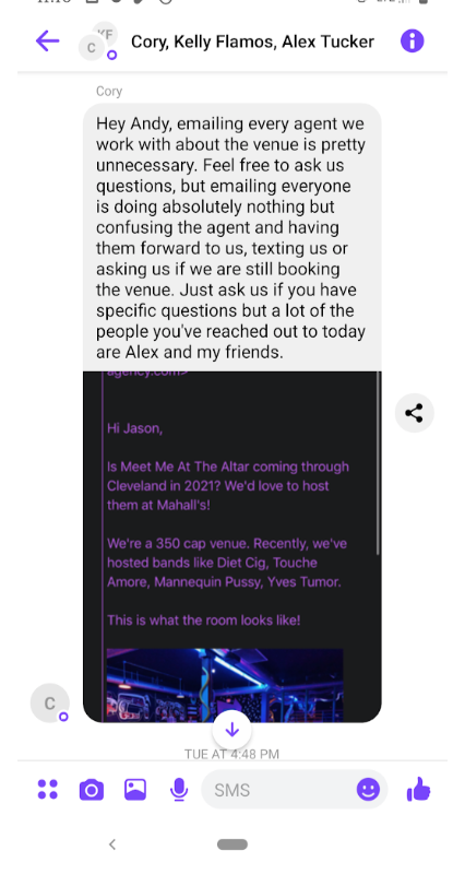 totaldownerband's tweet photo. bravoartist is attempting to monopolize live music in cleveland/columbus. they own mahall's &amp; consistently book at musica, no class, the foundry, and the beachland ballroom

i was the house talent buyer for mahall's n bravoartist forbid me from competing with their business https://t.co/FAQsz11zq5
