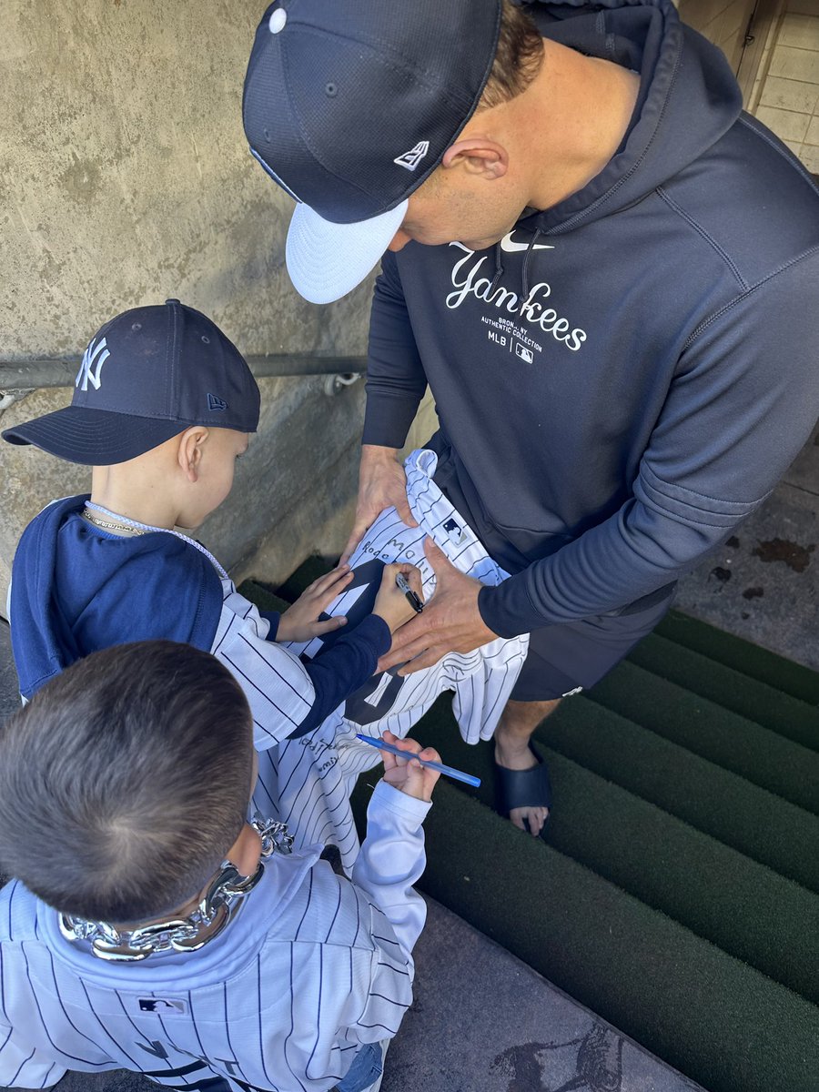 Before today's game, <a href="/ARizzo44/">Anthony Rizzo</a> hosted Rocco for batting practice. Anthony first met Rocco a few years ago at our FAO Schwarz event. Rocco unfortunately has relapsed and got to fulfill his wish today to see a game at Yankee Stadium. Rocco also signed Anthony's jersey which is