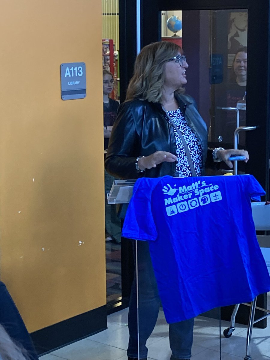 mattsmakerspace's tweet photo. Grand opening at Highland Elementary School in Ambridge Area School District. Principal Stephanie Hull and teachers, PTO leaders, students and families were there for tacos, cupcakes! Excited to welcome Matt’s Maker Space #41!#remakelearning #grable #pittsburgh kids https://t.co/gYO47LXxOk