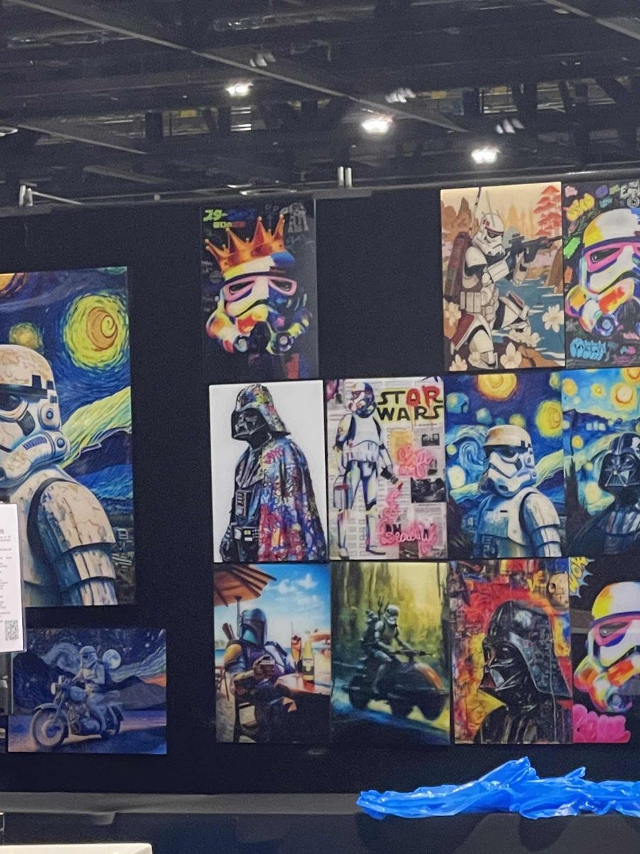 Another convention weekend, another AI booth. This massive booth is at C2E2 and EVERYTHING you see is AI art.