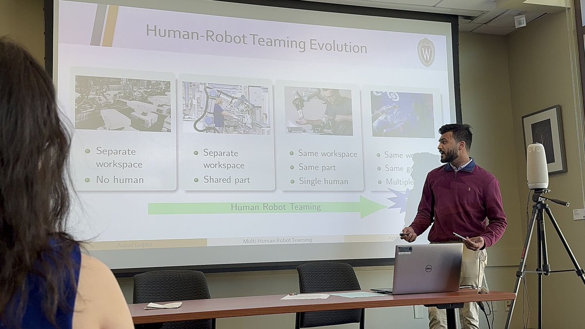 nimrobotics's tweet image. My undergrad mentee Aarav Gupta @WisconsinCS presented his research on eye gaze synchrony in mHRT at @UWMadison Undergraduate Symposium!!
Aarav has been doing some fantastic work this semester at @neuro_ergo @uwisye
#hri #ugresearch #mentorship