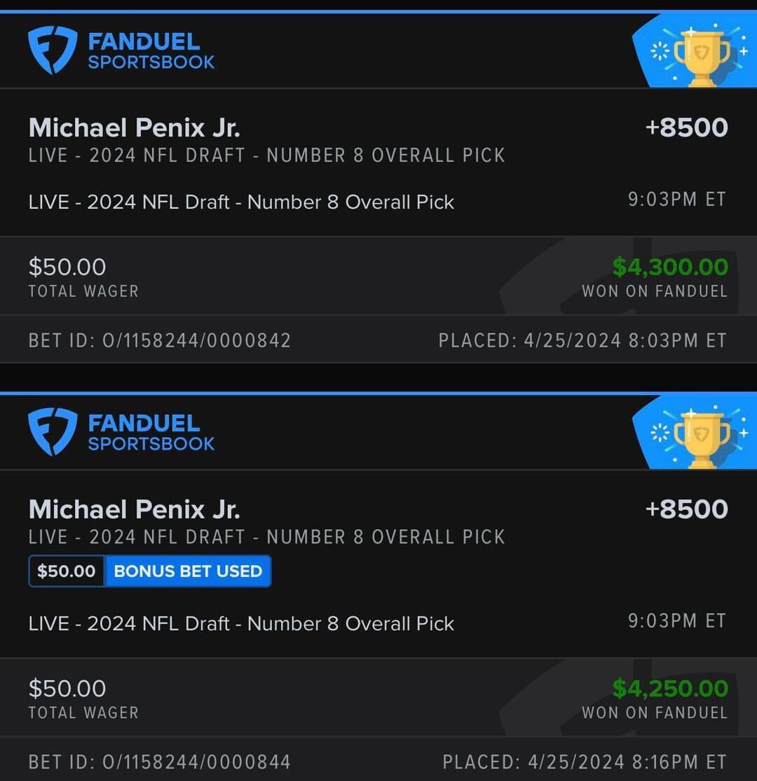 $8.5K CASHED ON MICHAEL PENIX JR. TO GO #8 LIVE 😱 (@fdsportsbook)