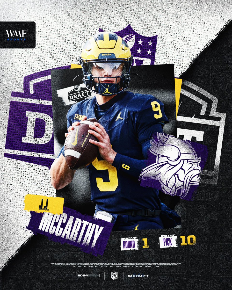 With the 10th pick in the 2024 NFL Draft, the Minnesota Vikings select J.J. McCarthy‼️