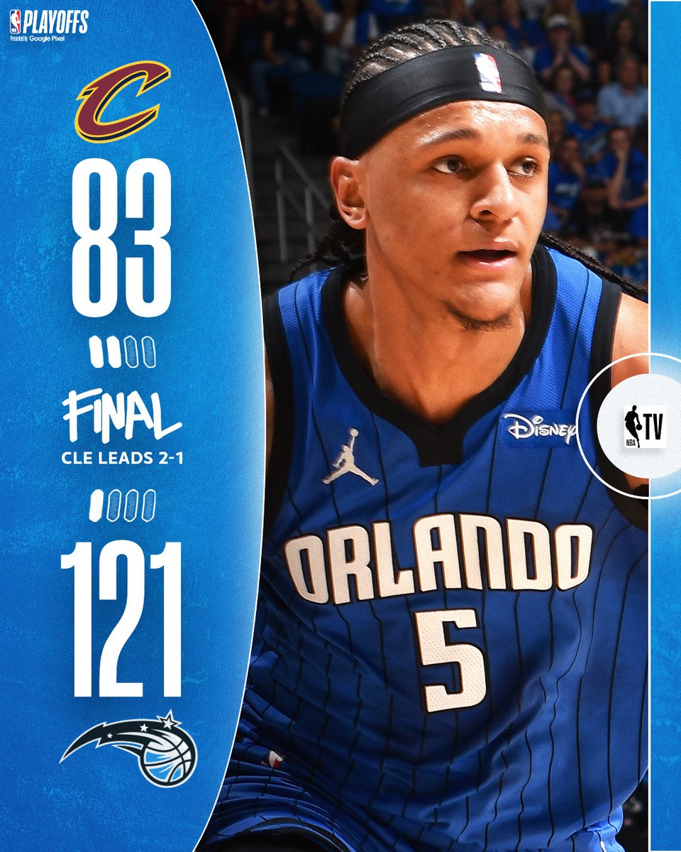 The @OrlandoMagic DOMINATE in Game 3 🪄🔥 Paolo: 31 PTS | 14 REB | 5 AST Suggs: 24 PTS | 4 REB | 3 AST Franz: 16 PTS | 5 REB | 8 AST