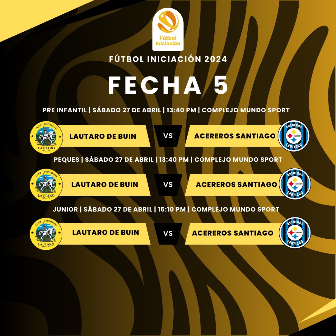 👀 Conoce la 𝐩𝐫𝐨𝐠𝐫𝐚𝐦𝐚𝐜𝐢𝐨́𝐧 del fútbol formativo ante @CDLimache, @DeporSantaCruz, @curicounidocdp y Acereros Santiago en los campeonatos #ProyecciónCollahuasi y #FormativoCollahuasi, #FormativoInfantil y #FútbolIniciación 🏆
 
#ElToquiDelMaipo #OrgulloDeBuin 💛🖤