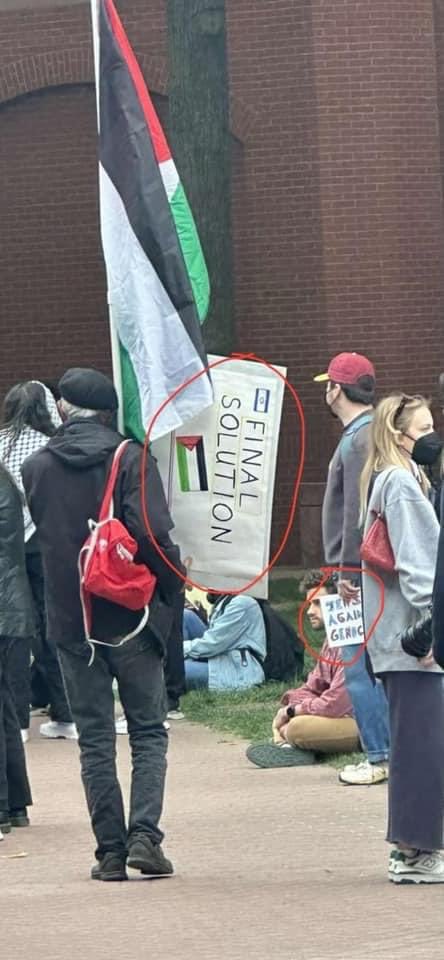 The PaliNazi supporters . This sign. Maybe these Shitler wannabes did not get the memo yet. Israel is not going anywhere, Jews defend themselves now. #AmIsraelChai