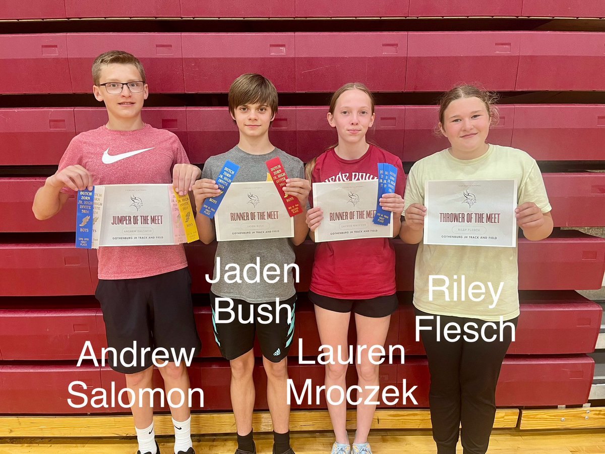nrubenthaler's tweet image. ⭐️80 PR’s, 2 division champion plaques, and 4 athletes of the meet. The four athletes below lead with their effort and their sportsmanship. They epitomize what Swede track is all about, putting in the work! #athletesofthemeet @GBurgSwedes @SwedesAD @TillerMargaret @SwedeImpact