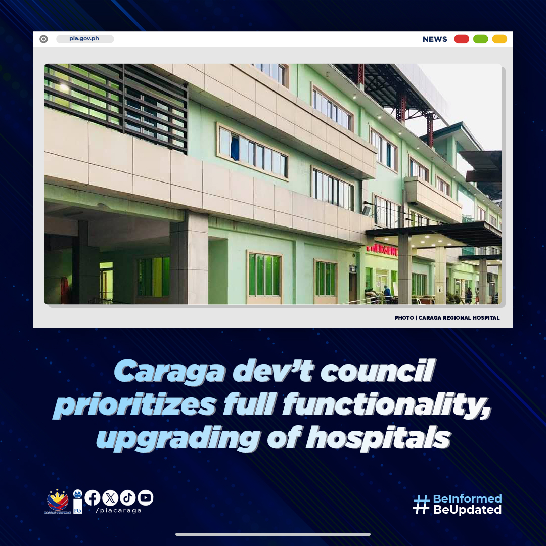 NEWS | Caraga dev’t council prioritizes full functionality, upgrading of hospitals

Full story here: surl.li/szamb

#PIACaraga
#BeInformed
#BeUpdated
#BagongPilipinas