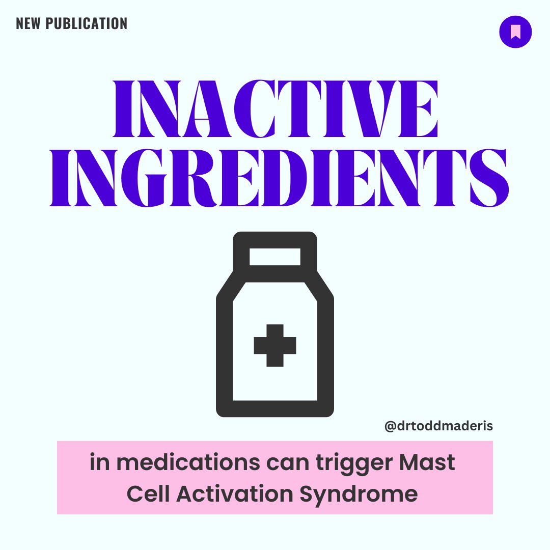 [NEW PUBLICATION] Inactive ingredients in medications can trigger Mast Cell Activation Syndrome

Inactive ingredients (excipients) are common causes of medication intolerances and allergic reactions. Physicians who treat mast cell activation syndrome and their patients know that…