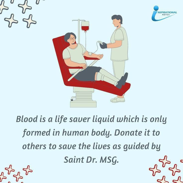 Blood Donation 🩸🩸🩸When someone needs blood, Dera Sacha Sauda volunteers reach there on time and donate blood to save lives. With the pious inspiration of Saint Dr MSG. 
#DonateBlood #DonateBlood