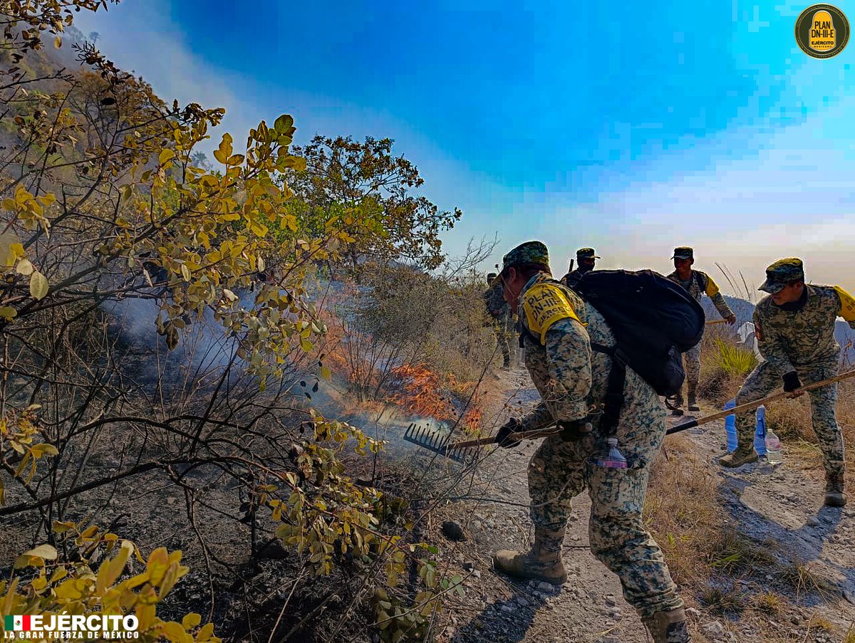 ¡Preservamos nuestro medio ambiente! Seguimos aplicando el #PlanDNIIIE en su fase de auxilio, sofocando incendios forestales que siguen emergiendo en diversas partes del país. #EjércitoMexicano #UnidosSomosLaGranFuerzaDeMéxico #35ZonaMilitar