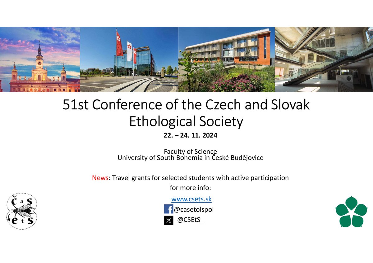 ❗️We invite you to the next #conference of our society in Budweis, Czechia. New are travel #grants for selected students with active participation and the first plenary speaker will be @chris_LeDuck from @BristolUni on communication in bees 🐝 Please RT 🙏 @EthoGes @asab_org