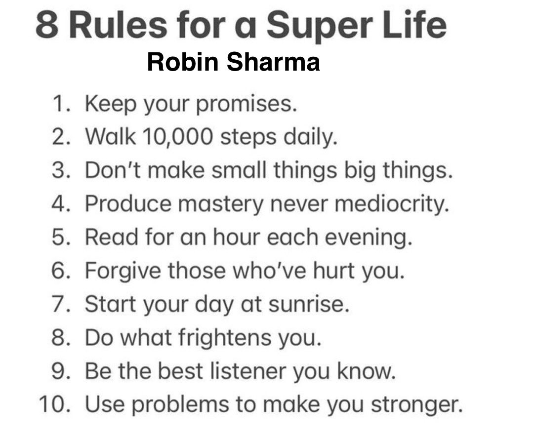 Great suggestions, @RobinSharma!!!