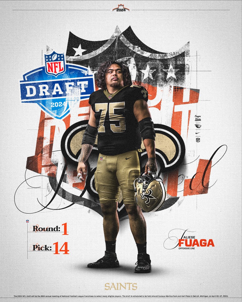 Beaver to the Bayou! @Taliese1 is headed to the @Saints as the fourteenth overall pick! –– #NFLDraft on NFLN/ESPN/ABC