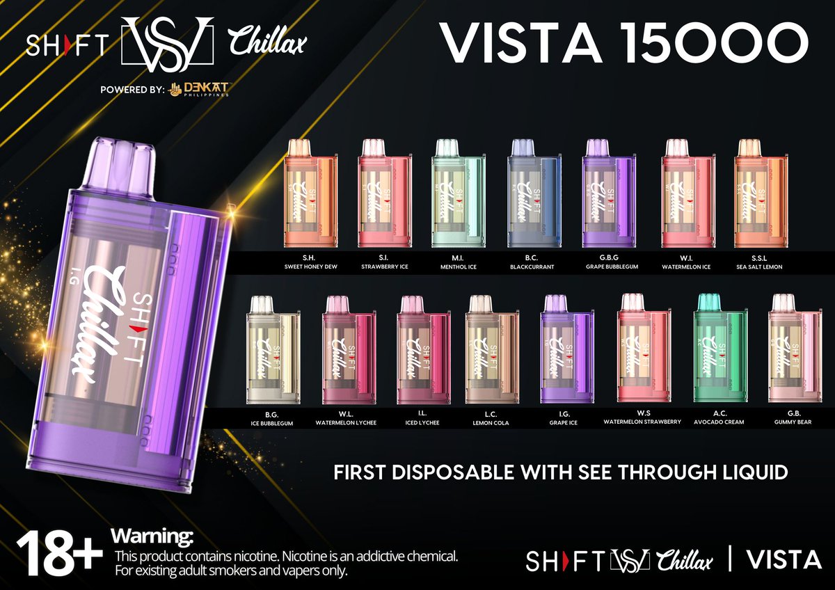 15 full flavors of the SHFT Chillax Vista 15000 are available~

#chillax #chillaxvape #vape #vaping #vape好きな人と繋がりたい #Vaporeon #vapelove #vapeshop #vapecommunity