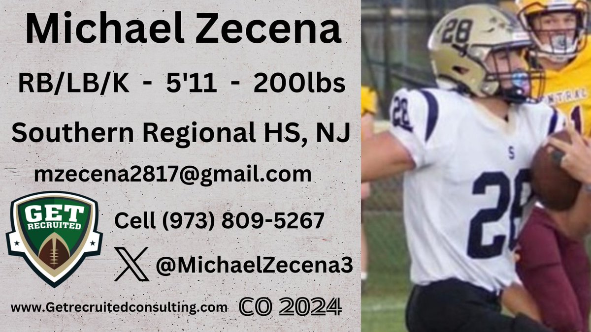 Michael Zecena - CO 2024 - RB/LB/K - 5'11 200lbs - 3.4 GPA - Fluid, Smooth, Fast, Tough, & Competitive - Profile: getrecruitedconsulting.com/recruit/michae… @PaceUFootball1 @FPUniversity @DiginMules @MoravianFB @Montclair_FB @AICFootball @SCSUFB @Coach_Brady @MichaelZecena3 @1of1lifeskills #college