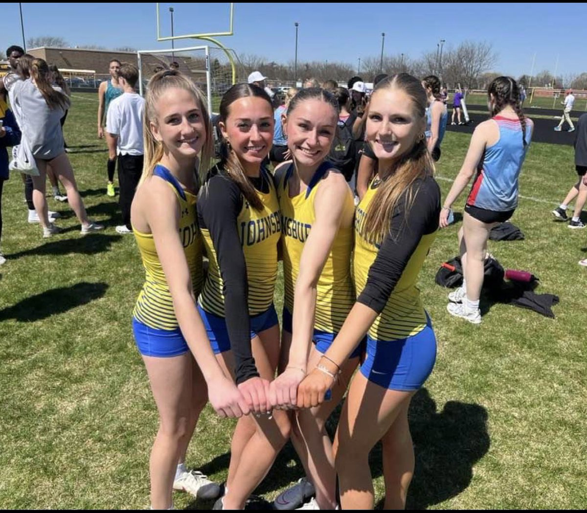 JHSABoosters's tweet photo. Record alert!  Nothing like breaking your own record. 4x200  148:00. Great job ladies! 💙💛 https://t.co/dQ4kEvqy1K
