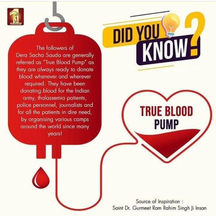 In this era where even the blood related brother refused to give his own blood to his brother, children of Saint Dr MSG #DonateBlood regularly after every three months or as and when required in the hospitals, so that no one die due to shortage of blood.