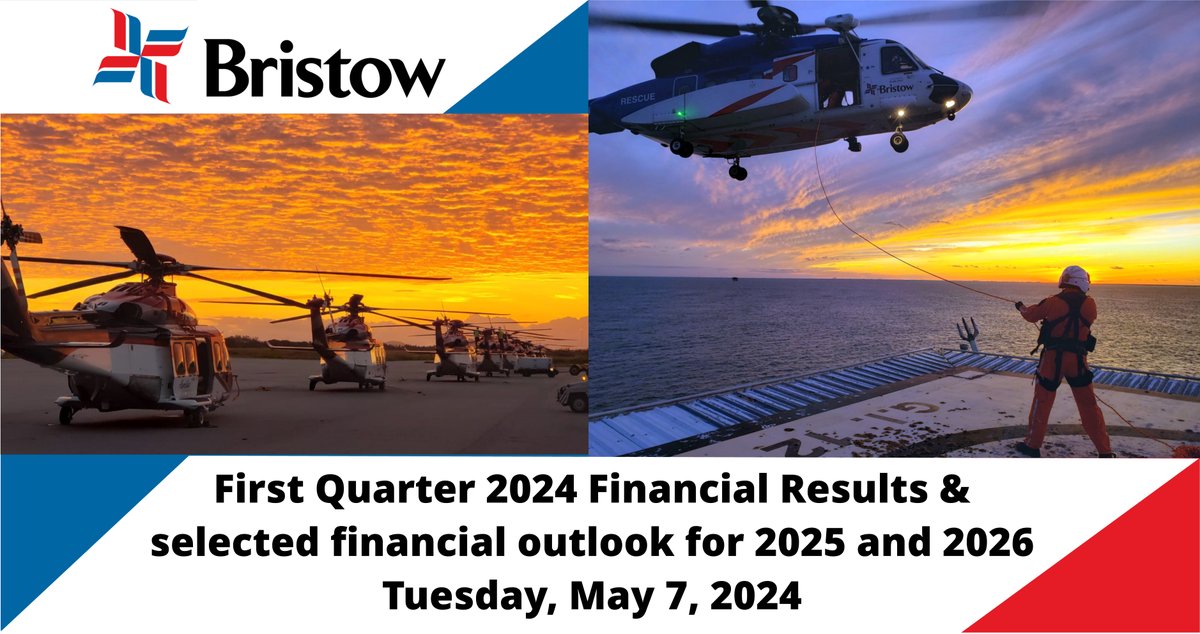 Bristow’s 1Q 2024 earnings will be released after market close on Tuesday, May 7, 2024. In connection with the release, Bristow has scheduled a conference call for Wednesday, May 8, 2024, at 10 am ET (9 am CT). Investors may participate by using the following link, which is now…