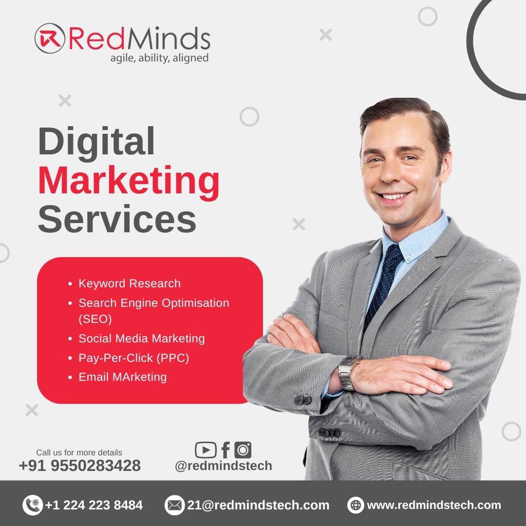 Elevate Your Brand with RedMinds' Digital Marketing Services! 🚀
#RedMinds, #DigitalMarketing, #SocialMediaMarketing, #OnlineAdvertising, #BrandElevation, 
📧 Email: 21@redmindstech.com
🌐 Visit here : redmindstech.com