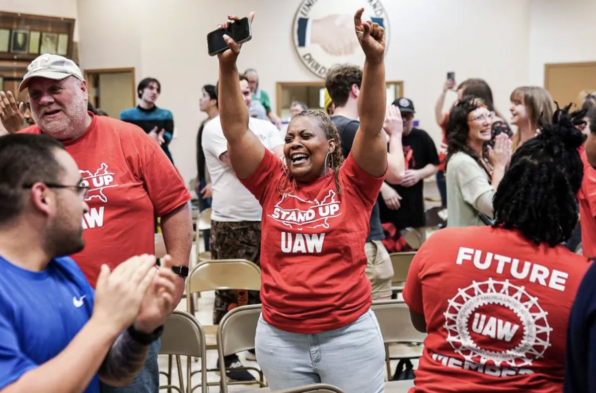 How the @UAW victory at the Chattanooga Volkswagen plant 'gives southern workers some hope that southern values need no longer bring their wages, benefits, and lives downward.' @HaroldMeyerson on @thenation podcast bit.ly/4b6Agde