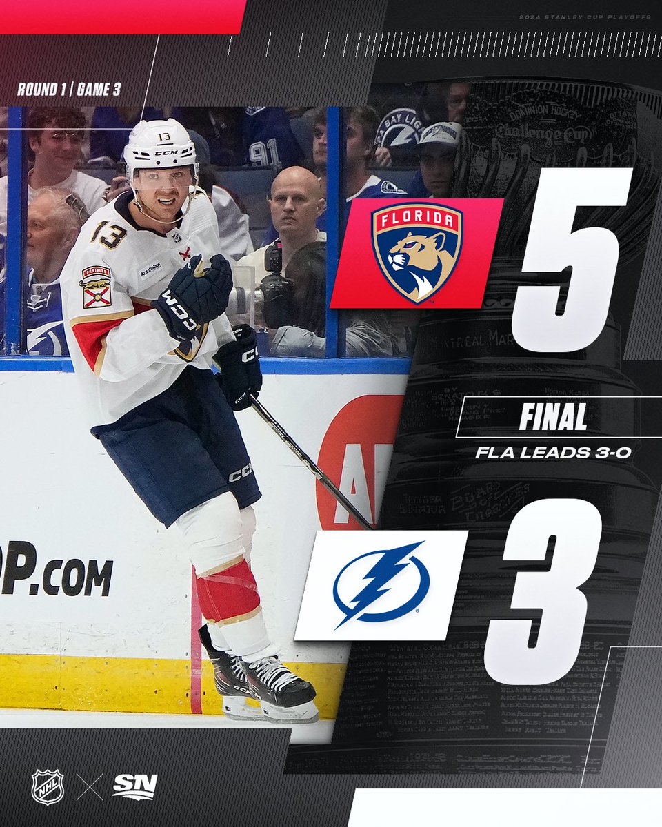 The Cats are in control. 😼 The @FlaPanthers take a 3-0 series lead against the Lightning.