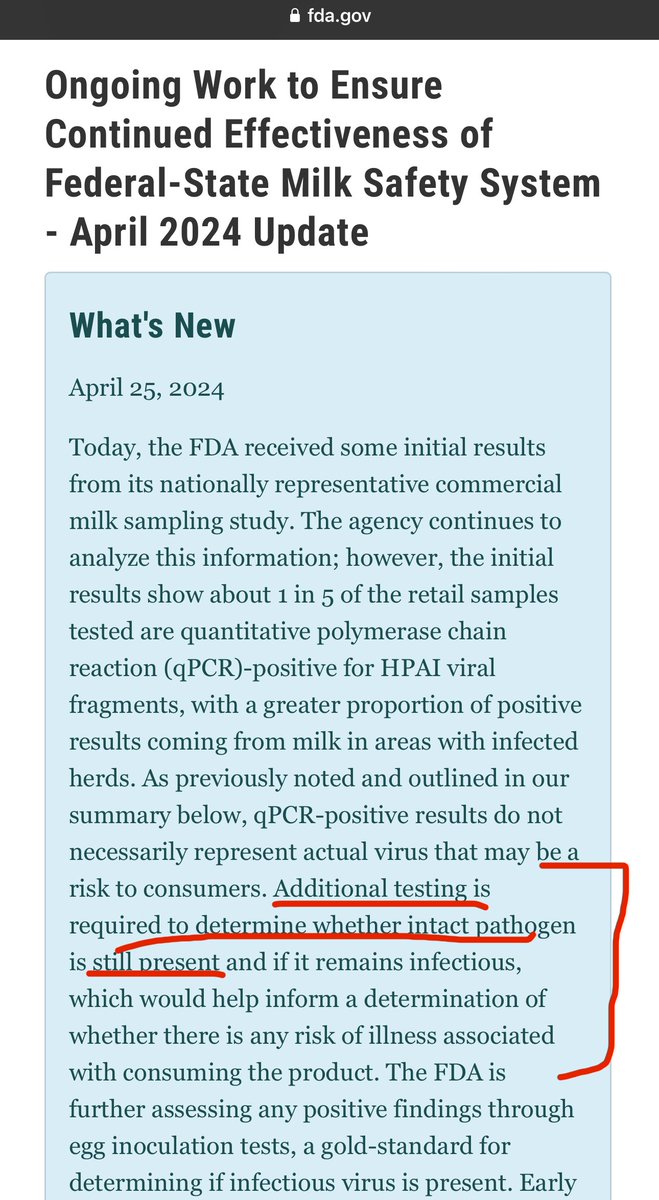 🚩Why the heck is NYT pushing unproven statements claiming that “federal regulators said… that samples of pasteurized milk had tested positive for INACTIVE REMNANTS” of H5N1—whenever the FDA never said such a thing! ➡️StatNews and FDA both debunk the incorrect NYT article, by…