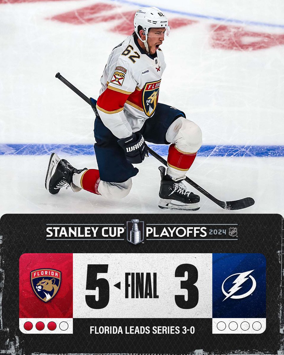 NHL (@nhl) on Twitter photo THAT'S A 3-0 SERIES LEAD! ๐ผ๐ผ๐ผ
The <a href="/FlaPanthers/">Florida Panthers</a> are rolling. #StanleyCup THAT'S A 3-0 SERIES LEAD! ๐ผ๐ผ๐ผ
The <a href="/FlaPanthers/">Florida Panthers</a> are rolling. #StanleyCup