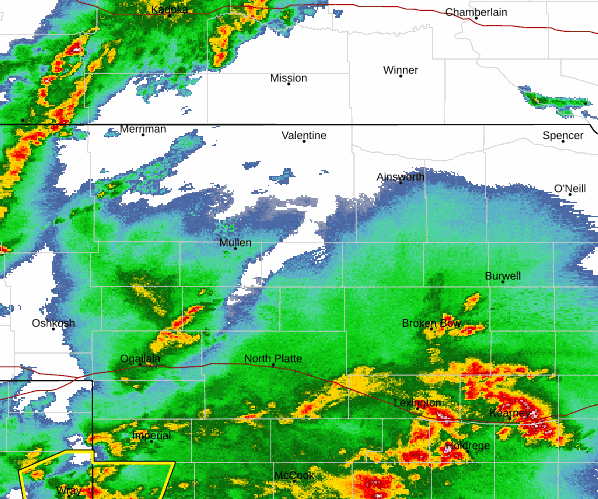 Storms are currently moving up into central #Nebraska,   Though none are currently severe, heavy rainfall is expected along with gusting winds.   The potential is there for 1 to 2' of rain.

#newx #NorthPlatte #Burwell #Lexington #Kearney