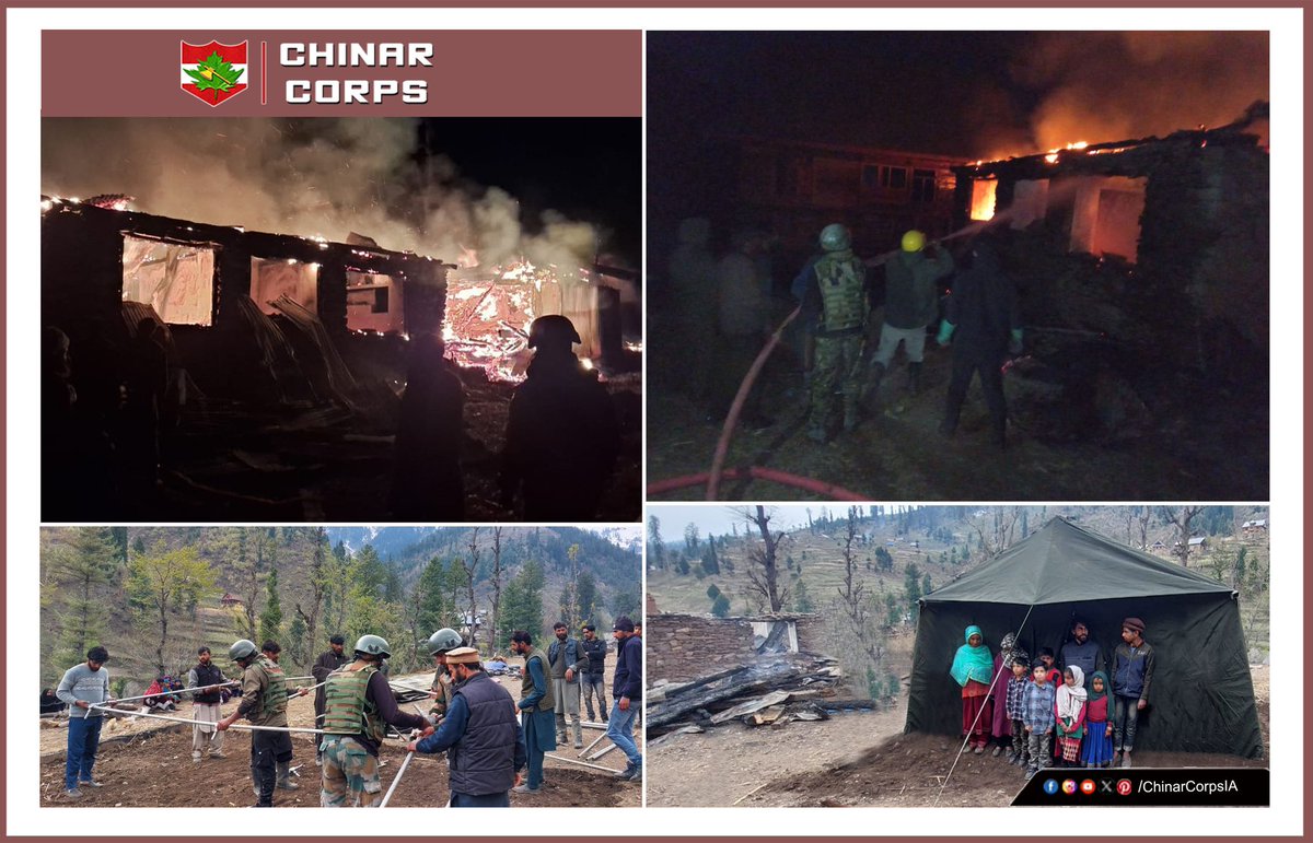 #IndianArmy to the Rescue. 
A fire broke out at Kothiyan, Murhi, #Kupwara. Chinar Warriors swung into action &amp; assisted the Fire department and  Assistance in terms of food &amp; shelter to affected citizens was also arranged. #ซินเทจ #viralvideo #bbcqt #jjk258 #ViratKohli𓃵 #Bitcoin