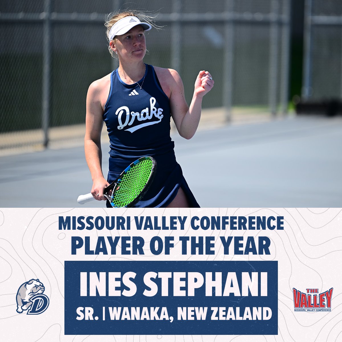 𝐏𝐥𝐚𝐲𝐞𝐫 𝐨𝐟 𝐭𝐡𝐞 𝐘𝐞𝐚𝐫 !!

Ines Stephani repeated as MVC Player of the Year ahead of the conference tournament in St. Louis. Congratulations Ines!
 
🎾📰➡️ shorturl.at/rEGR3

#DSMHometownTeam