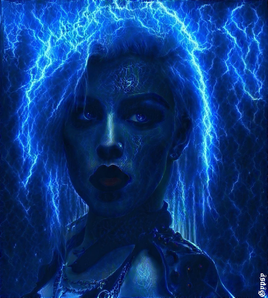 She is Punk was created using Ai then illuminated with high voltage. Hope you like this style.