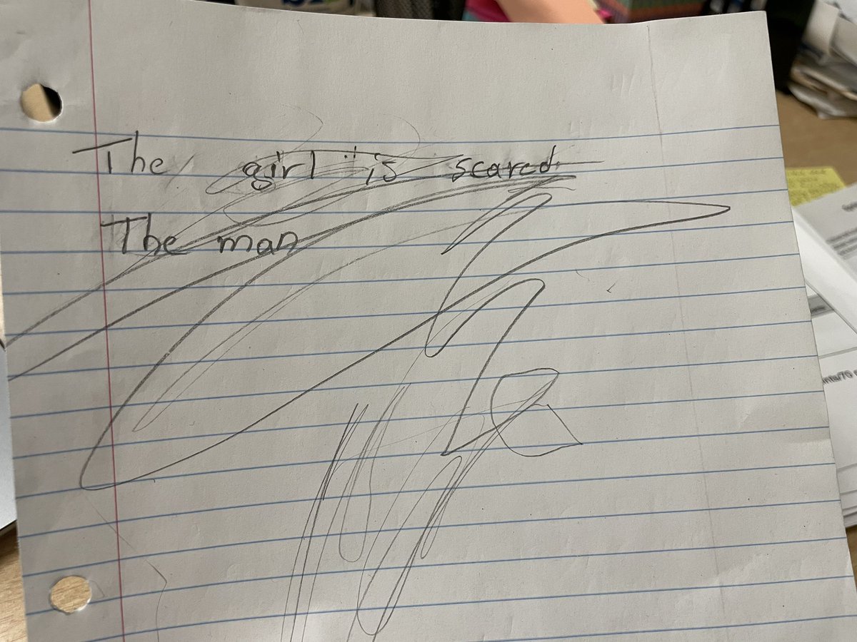 This is frustration in language acquisition ☹️
My classroom is a space where ALL emotions are welcomed — my expectations are high — this can frustrate some students.

My next step here is one-on-one conference with this student and teach him/her ways to cope with language