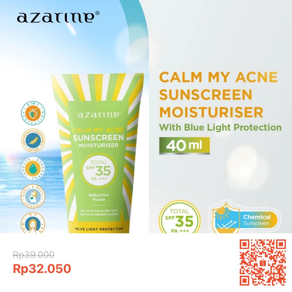 Temukan Azarine Calm My Acne Sunscreen Moisturiser SPF35 PA+++ [LOLOS UJI INVIVO INVITRO] Sunscreen Gel Untuk Kulit Berminyak Berjerawat Sensitif 40ml seharga Rp32.050. Dapatkan sekarang juga di Shopee! shope.ee/40K6OzkwY6