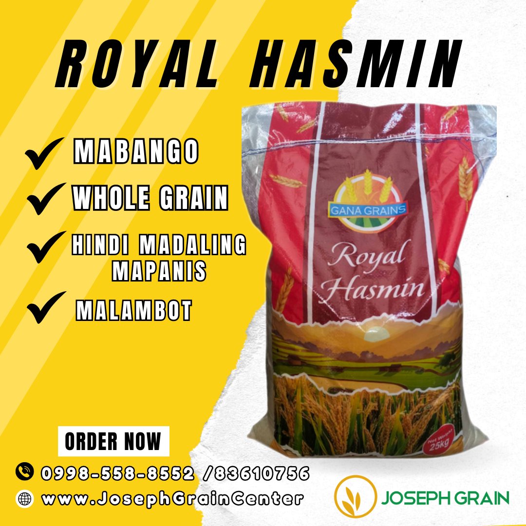 AteEdralin's tweet photo. One of the Best Sellers, Royal Hasmin Premium Long Grain.🥰
✔️ 95% WHOLE GRAIN
✔️ MASARAP
✔️ MABANGO
✔️ HINID MADALING MAPANIS
✔️ MALAMBOT
For orders and inquiries, contact us:
📞 8361-0756
📲 0998-558-8552
📨 eate.jgc@gmail.com
#royalhasmin #premiumrice #josephgrain https://t.co/iUroXE2ieE