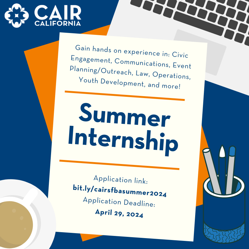 We're accepting applications for our Summer Internship program! If you want to gain hands-on experience in civic engagement, communications, event planning/outreach, law, operations, or youth development, then apply today ➡️ bit.ly/cairsfbasummer… Deadline is April 29.