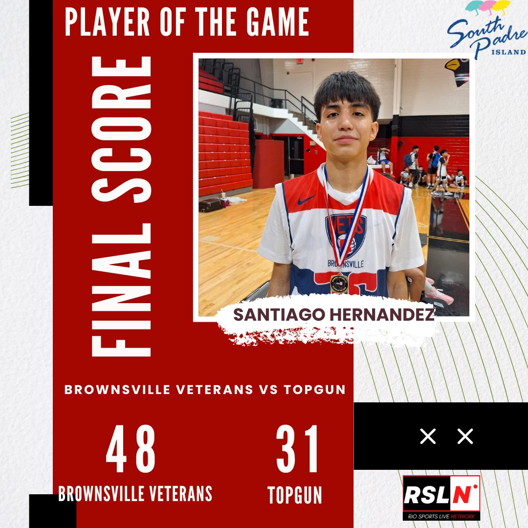 The Economy Awards Co. Player of the Game goes to Santiago Hernandez of Brownsville Veterans helping in the team win over TopGun. #RSLBasketball🏀 “Brought to you in part by T-Mobile now serving Raymondville, Port Isabel and Rio Grande City.”